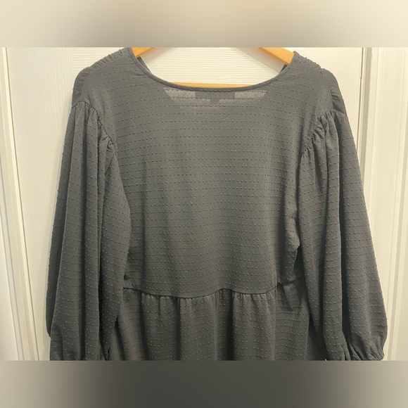 44-Loft Women’s Black Bobble Tiered Dress Babydoll w/ Balloon Sleeves Size 12 - Picture 10 of 10